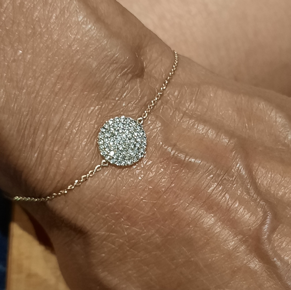 SOLID 14K YELLOW GOLD OVER STERLING SILVER PAVE SET CZ BRACELET 6.25"-7.5" Bling